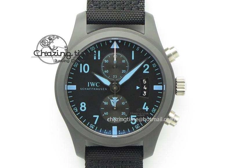 MIROTIME 0422 Comfortable Pilot Chrono IW388003 Real Ceramic ZF 1:1 Best Edition On Black Nylon Strap A 7322